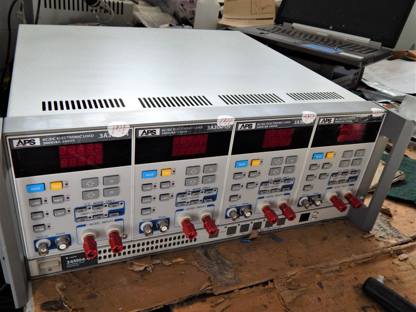 APS AC/DC Load 300V/4A-300VA 4 modules GPIB 34M04-01 Mainframe, NIST Cal'd APS AC/DC Load 300V/4A-300VA 4 modules GPIB 34M04-01 Mainframe, NIST Cal'd